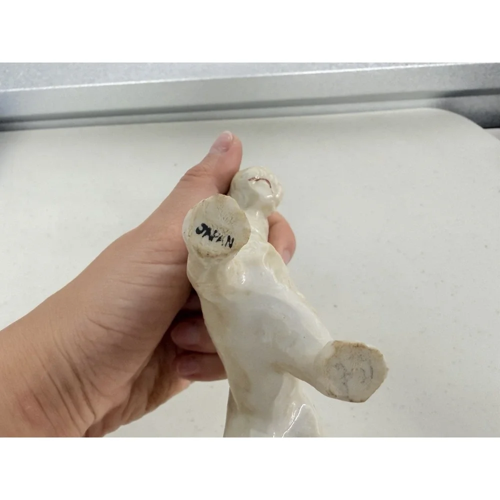 VTG Ceramic White Terrier Dog Family Figurine Mother 2 Puppies Japan Scottie